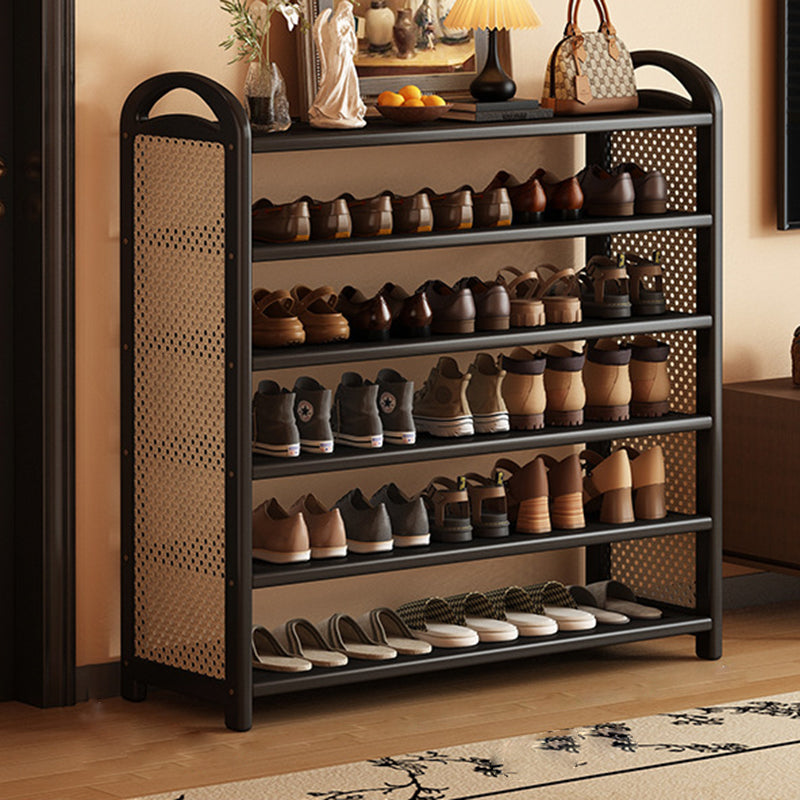 Bamboo and Rattan Shoe Rack for High-Capacity Hallway and Entryway Storage
