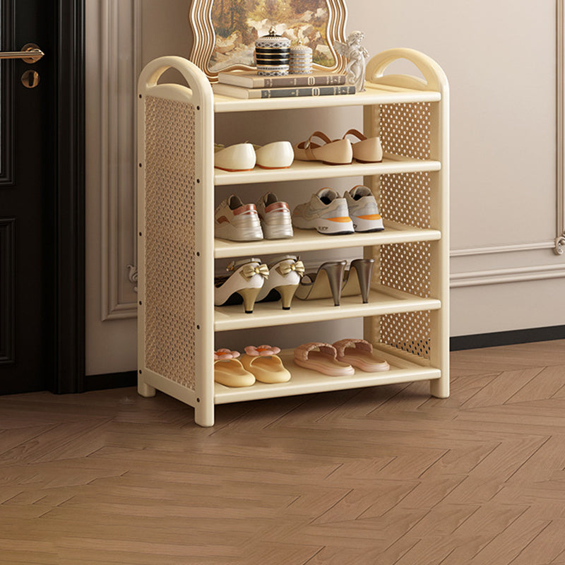 Bamboo and Rattan Shoe Rack for High-Capacity Hallway and Entryway Storage