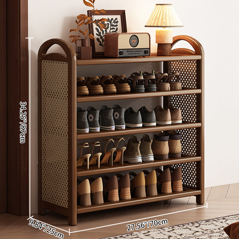 Bamboo and Rattan Shoe Rack for High-Capacity Hallway and Entryway Storage