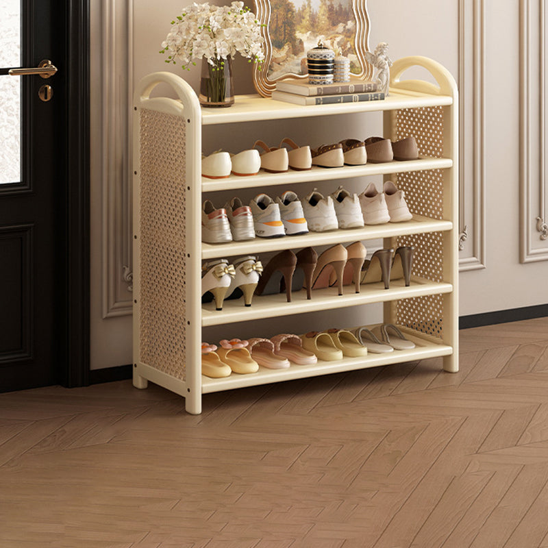 Bamboo and Rattan Shoe Rack for High-Capacity Hallway and Entryway Storage