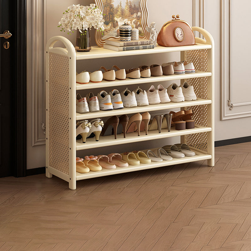 Bamboo and Rattan Shoe Rack for High-Capacity Hallway and Entryway Storage