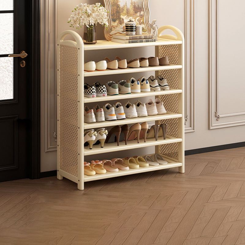 Bamboo and Rattan Shoe Rack for High-Capacity Hallway and Entryway Storage