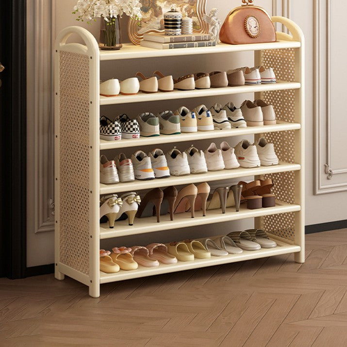 Bamboo and Rattan Shoe Rack for High-Capacity Hallway and Entryway Storage