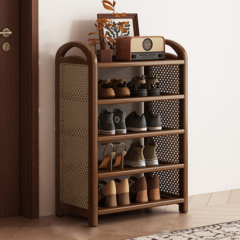 Bamboo and Rattan Shoe Rack for High-Capacity Hallway and Entryway Storage
