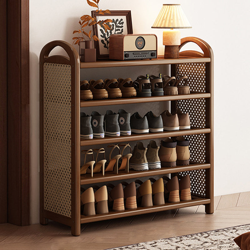 Bamboo and Rattan Shoe Rack for High-Capacity Hallway and Entryway Storage