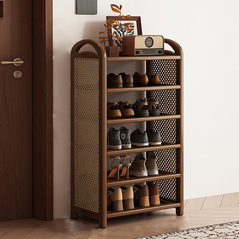 Bamboo and Rattan Shoe Rack for High-Capacity Hallway and Entryway Storage