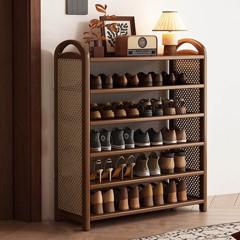 Bamboo and Rattan Shoe Rack for High-Capacity Hallway and Entryway Storage