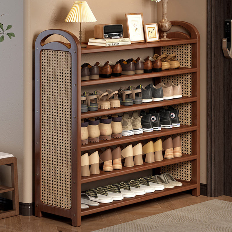 Bamboo and Rattan Shoe Rack for High-Capacity Hallway and Entryway Storage