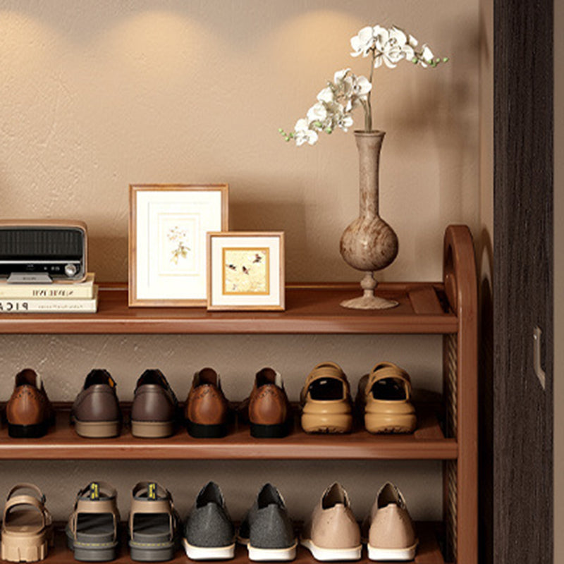 Bamboo and Rattan Shoe Rack for High-Capacity Hallway and Entryway Storage