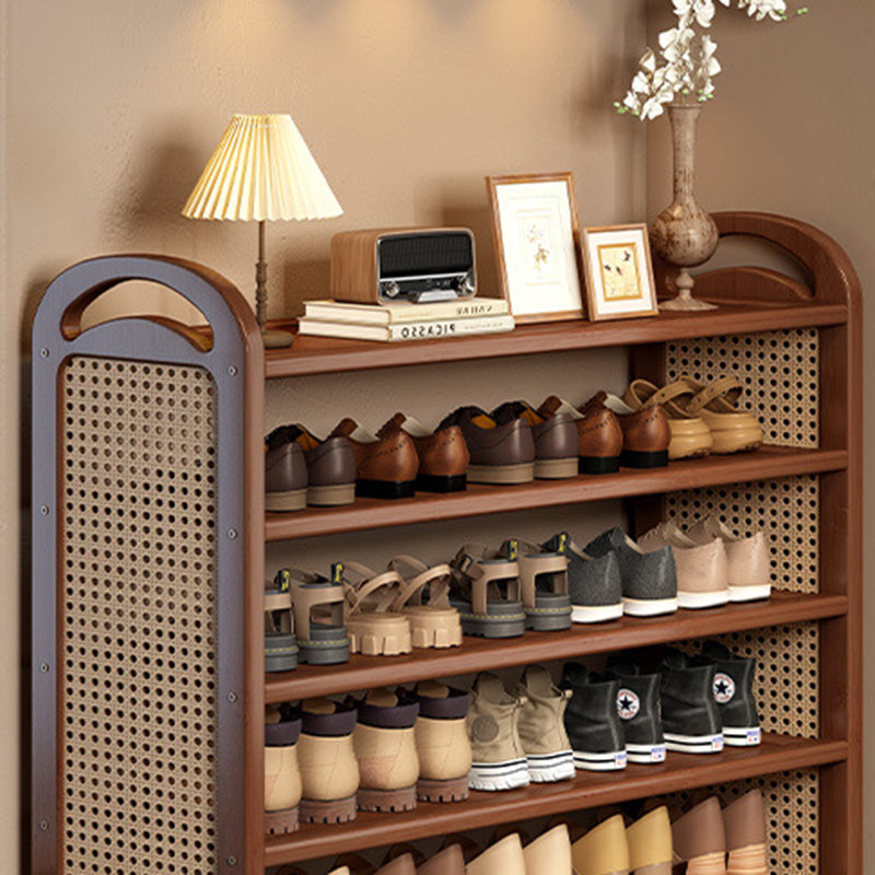 Bamboo and Rattan Shoe Rack for High-Capacity Hallway and Entryway Storage