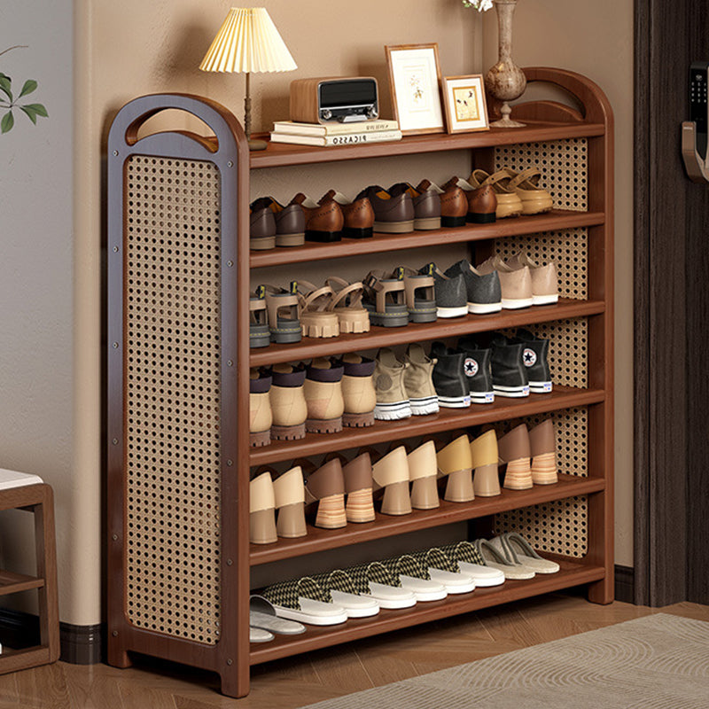 Bamboo and Rattan Shoe Rack for High-Capacity Hallway and Entryway Storage