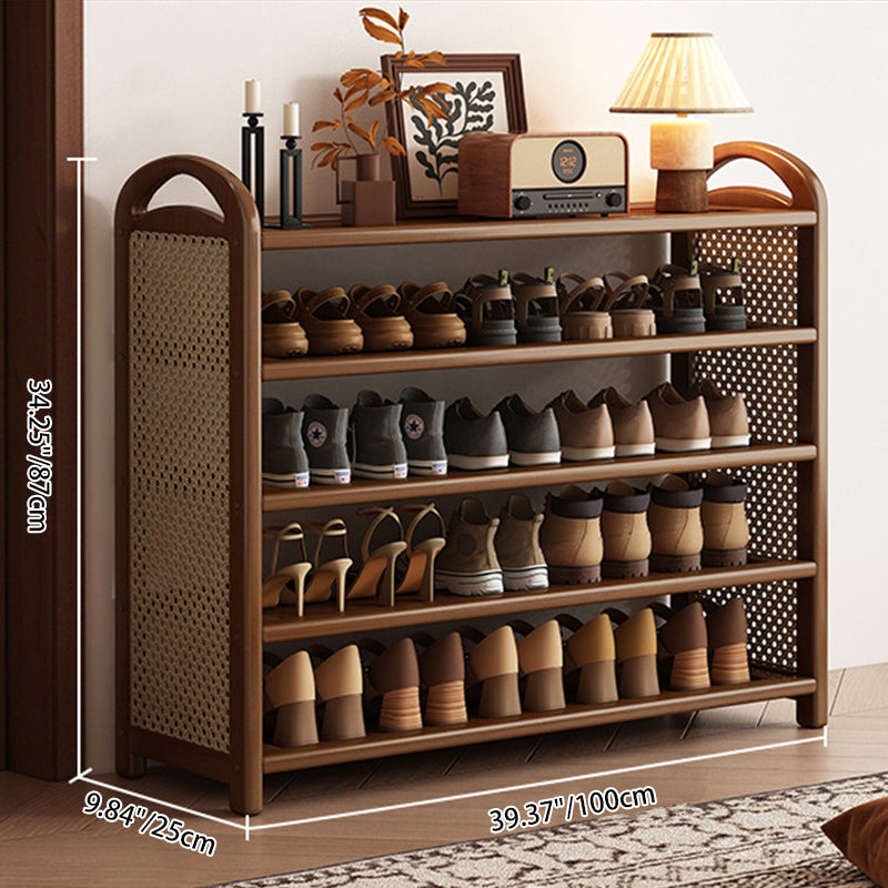Bamboo and Rattan Shoe Rack for High-Capacity Hallway and Entryway Storage
