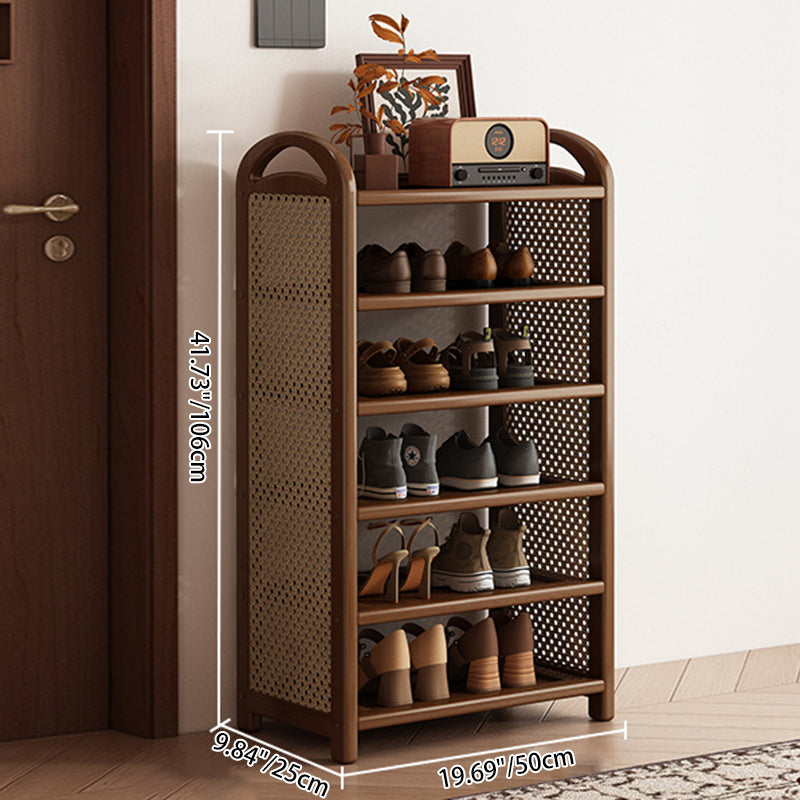 Bamboo and Rattan Shoe Rack for High-Capacity Hallway and Entryway Storage