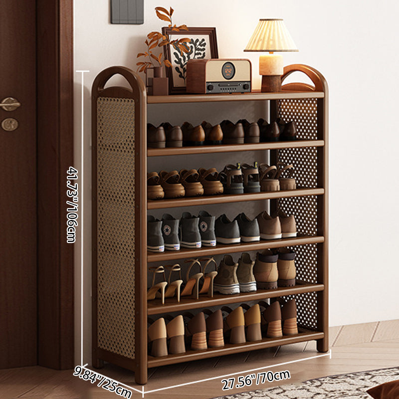 Bamboo and Rattan Shoe Rack for High-Capacity Hallway and Entryway Storage