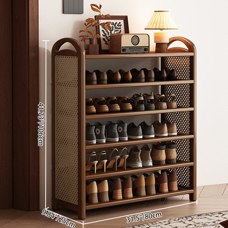 Bamboo and Rattan Shoe Rack for High-Capacity Hallway and Entryway Storage