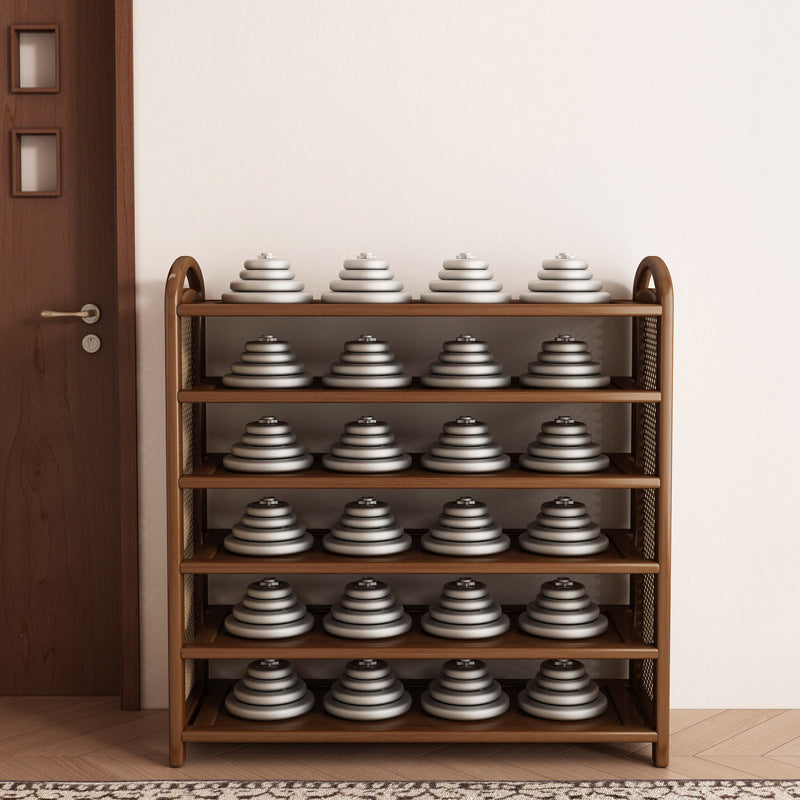 Bamboo and Rattan Shoe Rack for High-Capacity Hallway and Entryway Storage
