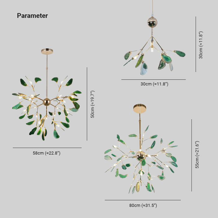 Branch-Style Glass Chandelier with Adjustable Suspension