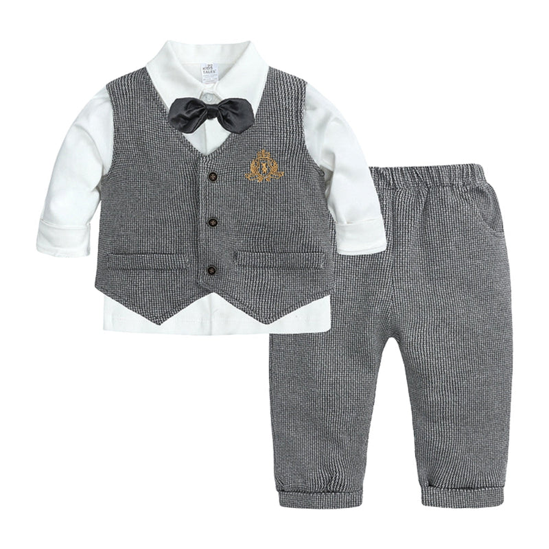 Boys' Outfit Set for Babies and Toddlers with Waistcoat and Bow Tie for Special Occasions