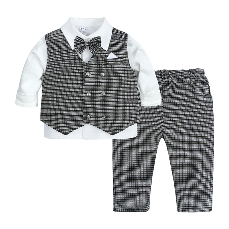 Boys' Outfit Set for Babies and Toddlers with Waistcoat and Bow Tie for Special Occasions