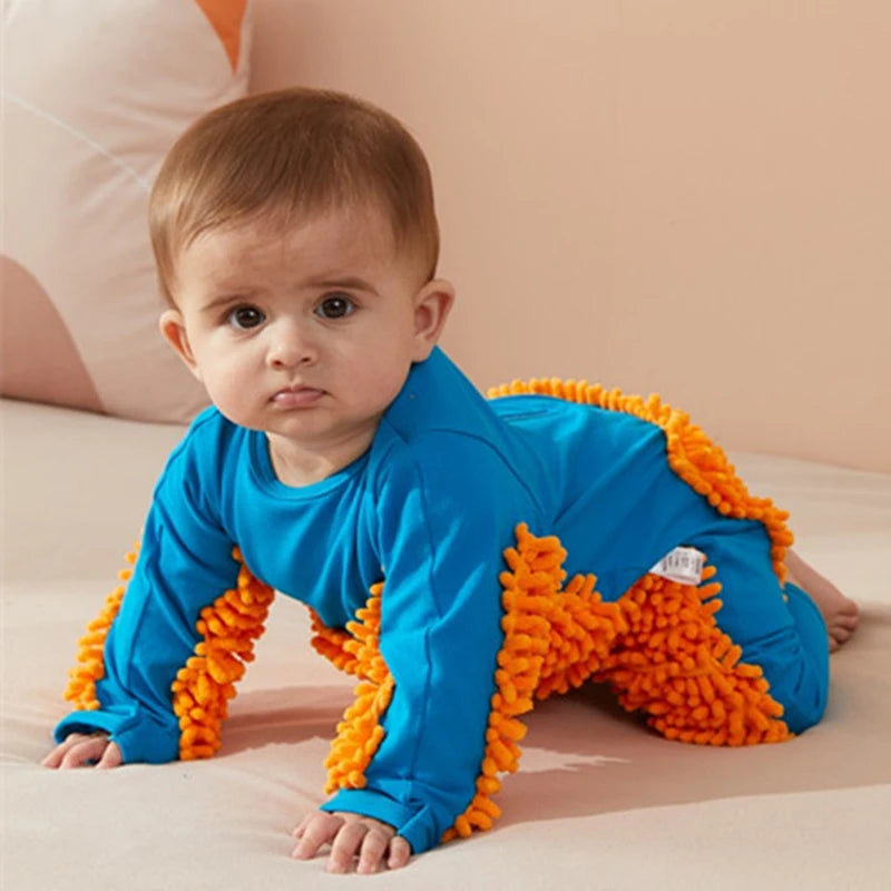 Baby Crawling Suit that Cleans the Floor – Playful Romper with Cleaning Microfibres