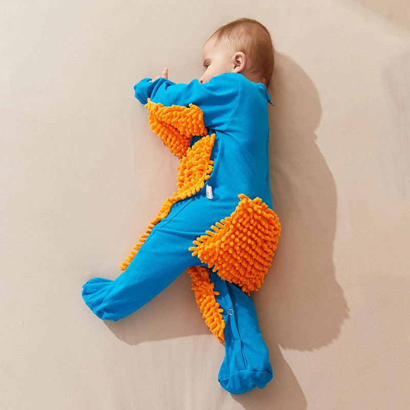 Baby Crawling Suit that Cleans the Floor – Playful Romper with Cleaning Microfibres