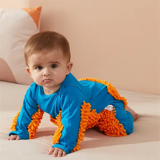 Baby Crawling Suit that Cleans the Floor – Playful Romper with Cleaning Microfibres