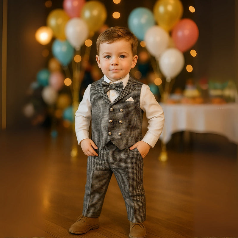 Boys' Outfit Set for Babies and Toddlers with Waistcoat and Bow Tie for Special Occasions