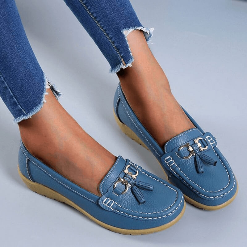 Ladies' Leather Slip-Ons with Comfortable Fit and Timeless Elegant Style