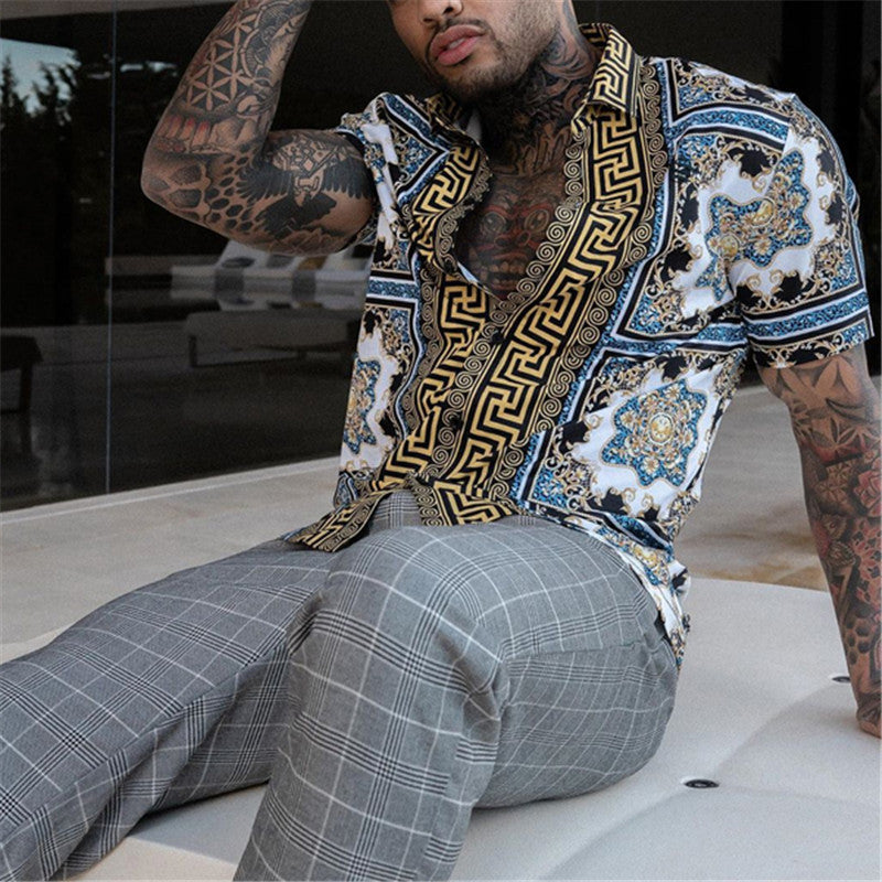 Men's Summer Set with Short Sleeves and Matching Shorts