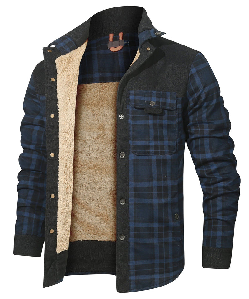 Robust Men's Flannel Coat with Faux Fur Lining – Warm, Durable and Protective