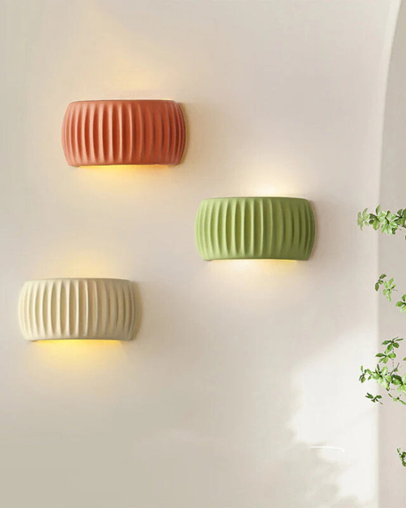 Textured Resin Wall Sconce with Wavy Design & Up-Down Ambient Lighting