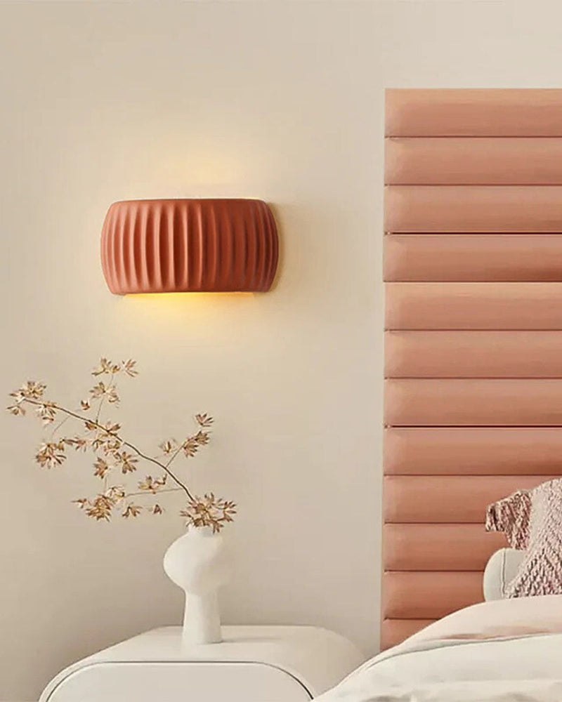 Textured Resin Wall Sconce with Wavy Design & Up-Down Ambient Lighting