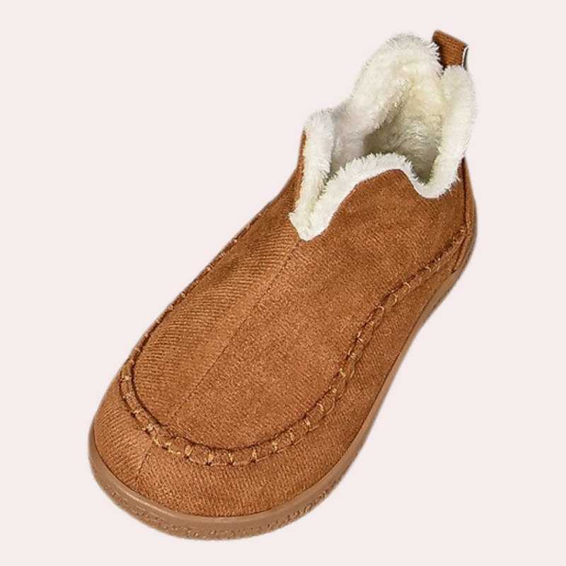 Moccasin Slippers for Women with Plush Lining and PVC Soles