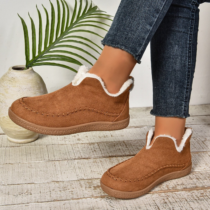 Moccasin Slippers for Women with Plush Lining and PVC Soles