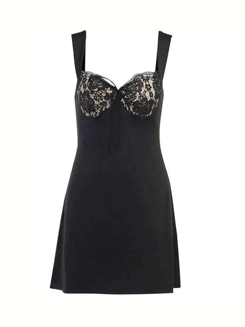 Ladies' Mini Dress with Lace and A-Line Fit