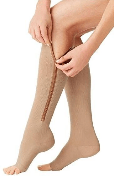 Compression Socks with Zip Closure and Open Toe for Everyday Support