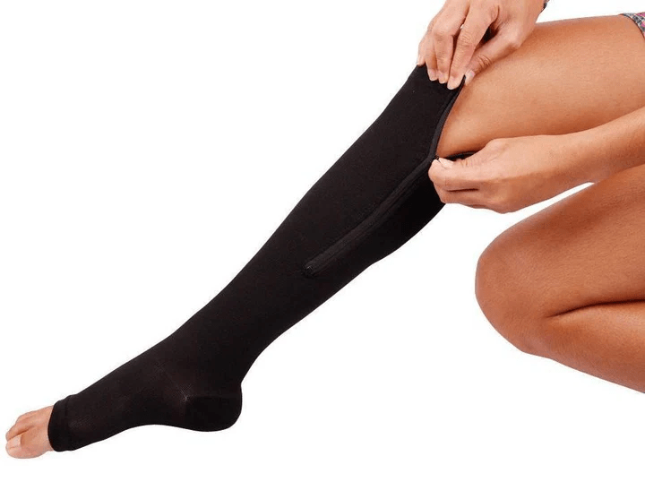 Compression Socks with Zip Closure and Open Toe for Everyday Support