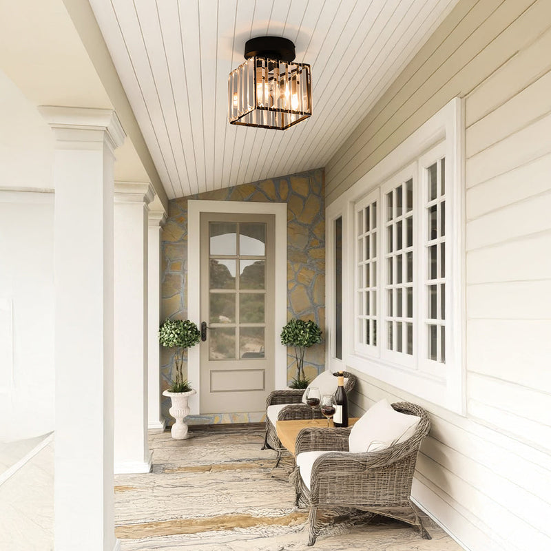 Modern Geometric Ceiling Light with Glass Shade