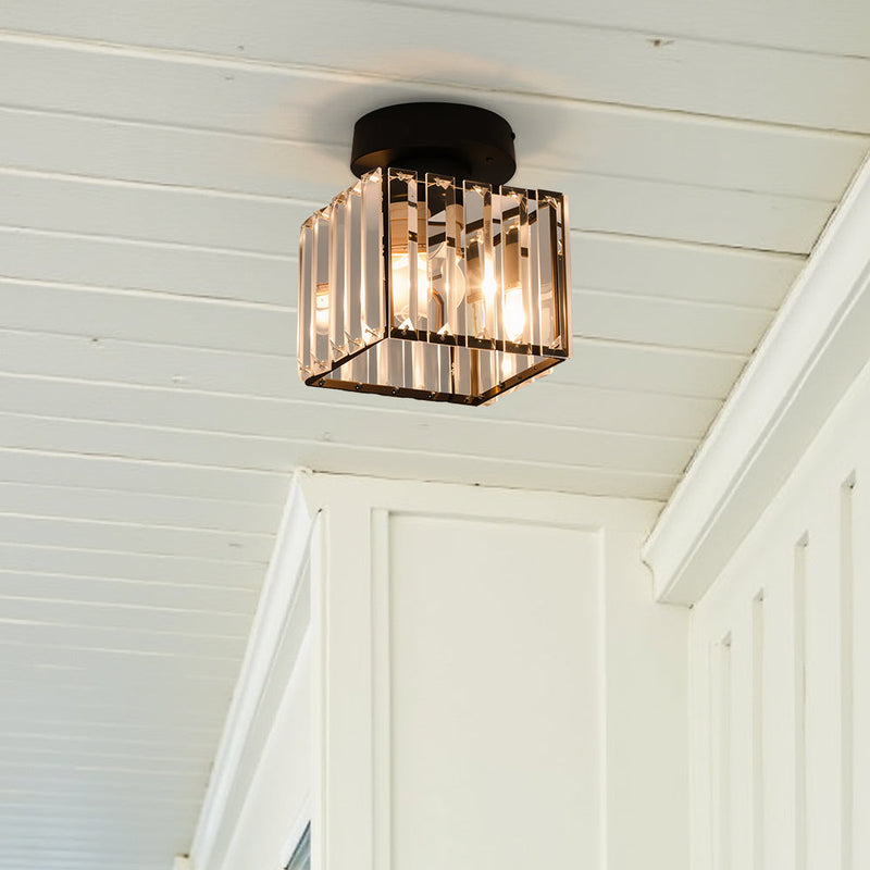Modern Geometric Ceiling Light with Glass Shade