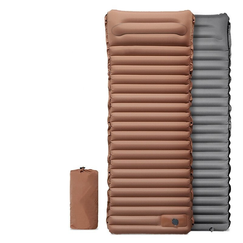 Inflatable Camping Mattress with Built-in Foot Pump and Compact Design