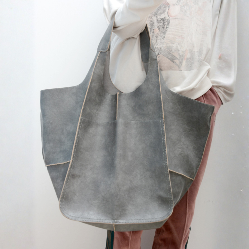 Women’s Large Soft Eco-Leather Tote Bag with Long Shoulder Handles