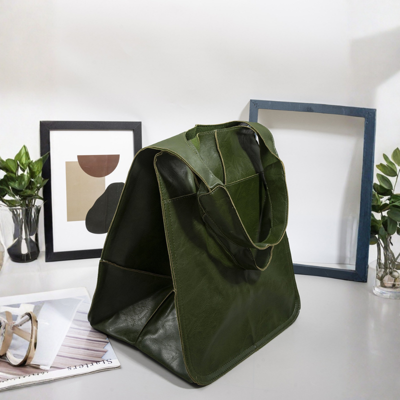 Women’s Large Soft Eco-Leather Tote Bag with Long Shoulder Handles