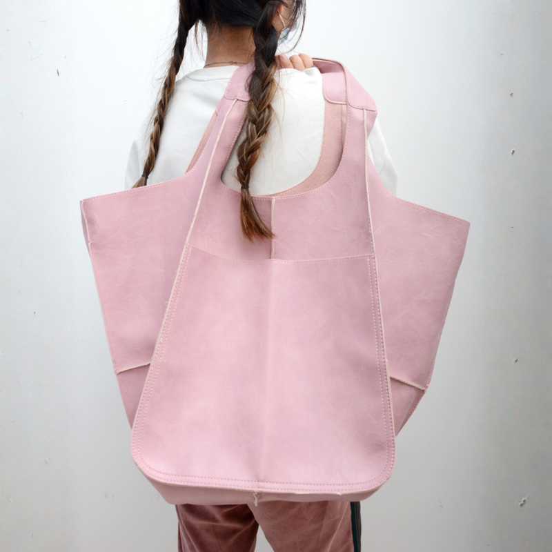 Women’s Large Soft Eco-Leather Tote Bag with Long Shoulder Handles
