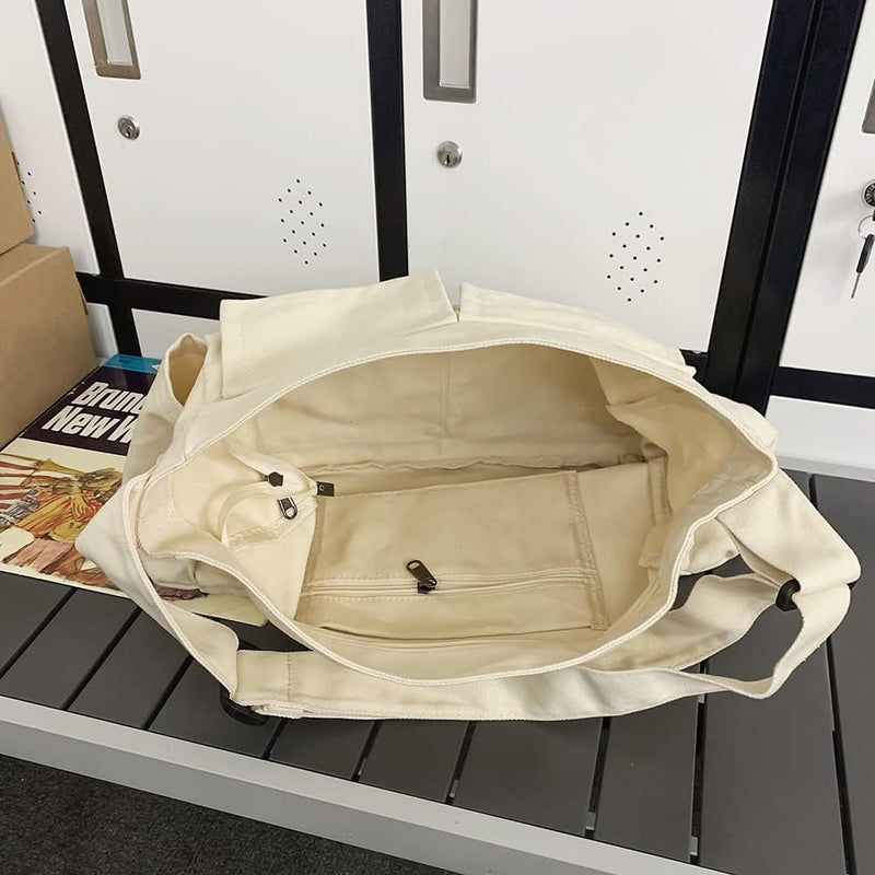 Messenger Bag in Canvas with Multiple Pockets and Adjustable Strap