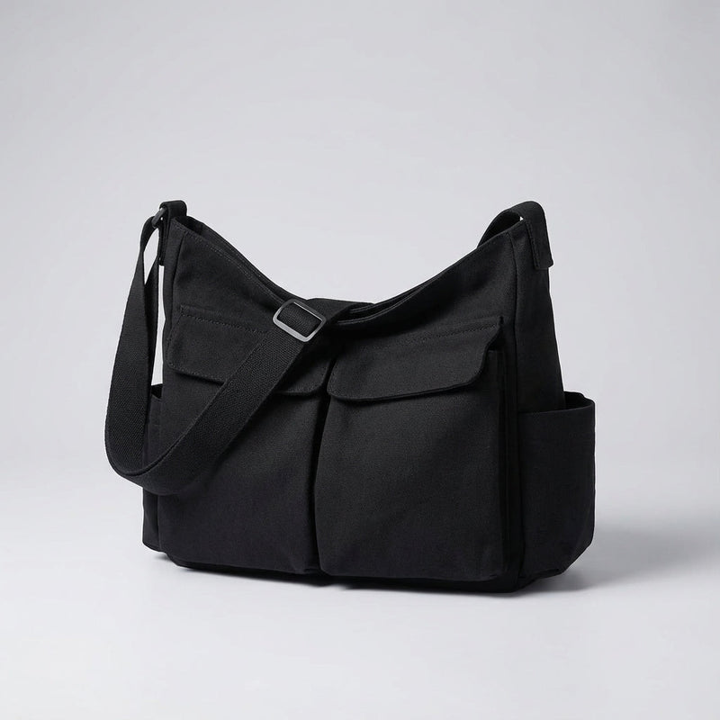 Messenger Bag in Canvas with Multiple Pockets and Adjustable Strap