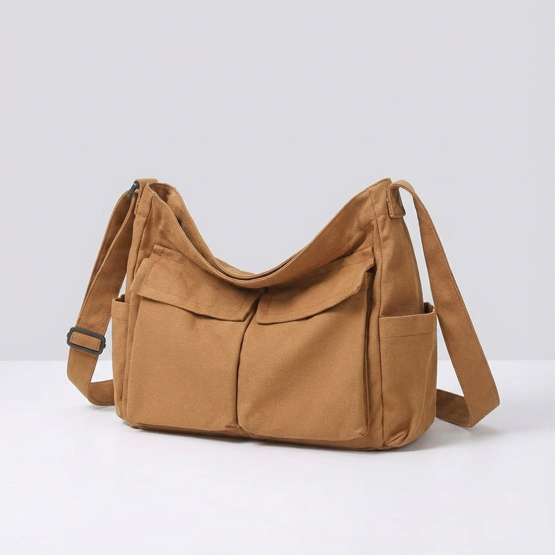 Messenger Bag in Canvas with Multiple Pockets and Adjustable Strap