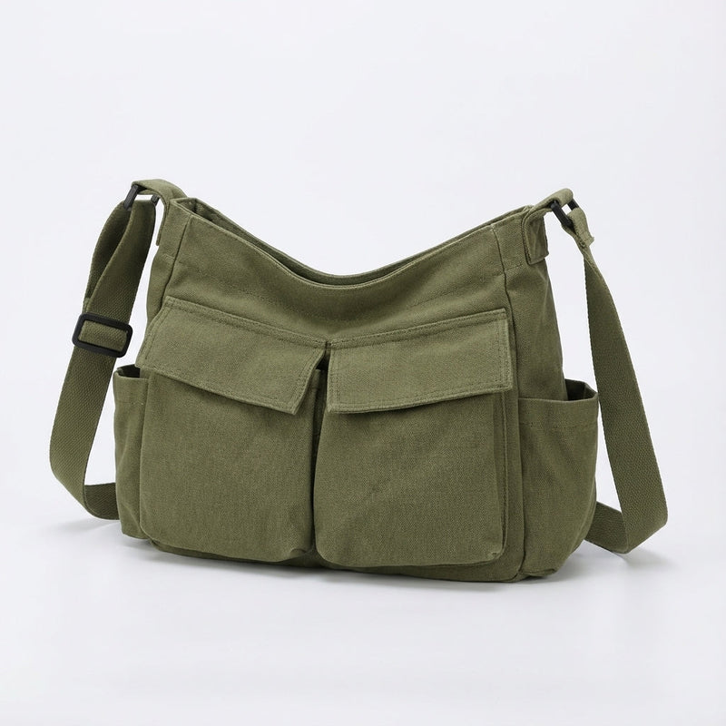 Messenger Bag in Canvas with Multiple Pockets and Adjustable Strap