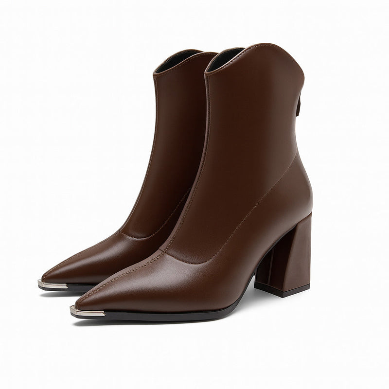 Ladies' Ankle Boots in Imitation Leather with Chrome Toe – Elegant and Striking