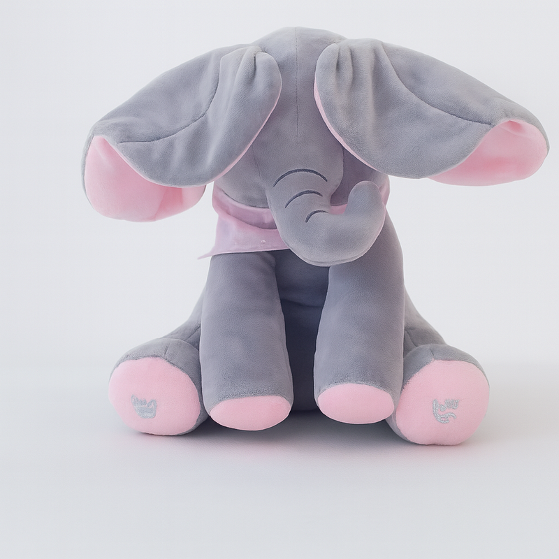 Interactive Peek-A-Boo Plush Elephant with Moving Ears