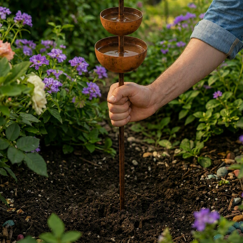 Three-Tier Iron Garden Bird Station with Ground Stake